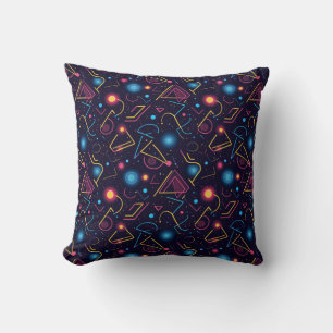 Abstract neon geometric shapes design cushion