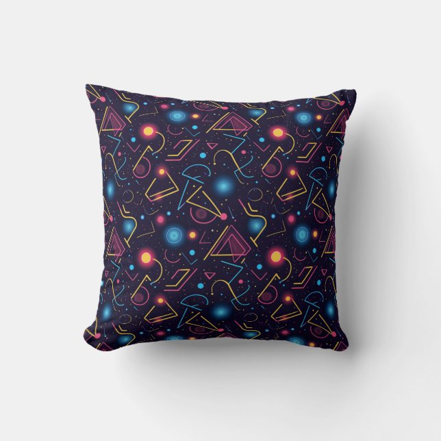 Abstract neon geometric shapes design cushion (Front)