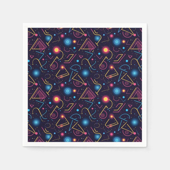 Abstract neon geometric shapes design napkin (Front)