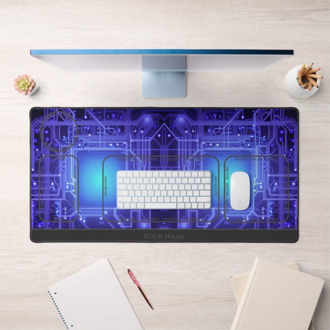 Abstract neon glowing shapes desk organiser mat (Office 1)