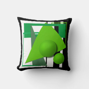 Abstract neon green geometric shapes circle sphere cushion