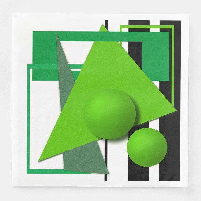 Abstract neon green geometric shapes circle sphere napkin (Front)
