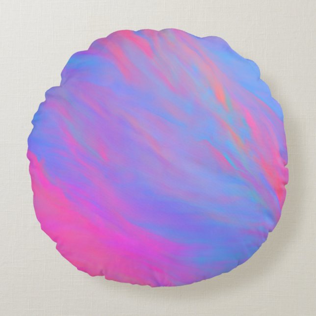 Abstract Neon Ink Flow Round Cushion (Front)