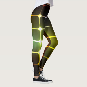 Abstract neon light geometric design leggings