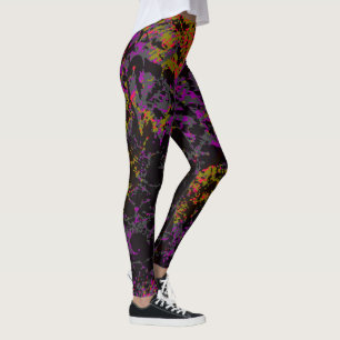 Abstract Neon Military Camouflage Chaos Leggings