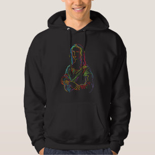 Abstract Neon Mona Lisa Line Art Hoodie