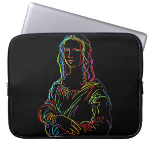 Abstract Neon Mona Lisa Line Art Laptop Sleeve