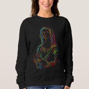 Abstract Neon Mona Lisa Line Art Sweatshirt