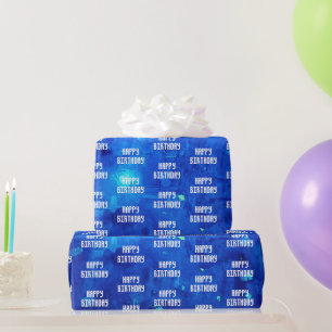 Abstract Neon Outer Space Birthday Wrapping Paper