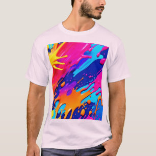 Abstract Neon Paint Drip Design T-Shirt