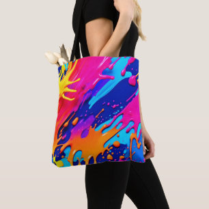 Abstract Neon Paint Drip Design Tote Bag