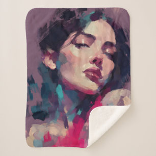 Abstract Neon Portrait Study Sherpa Blanket