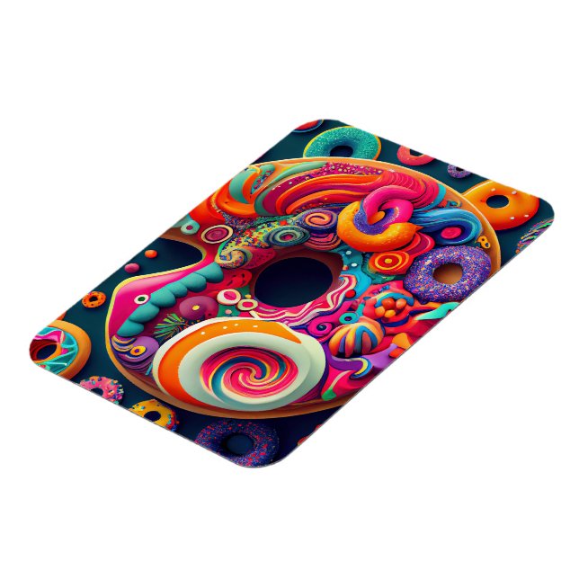 Abstract Neon Rainbow Doughnut Art Magnet (Left Side)