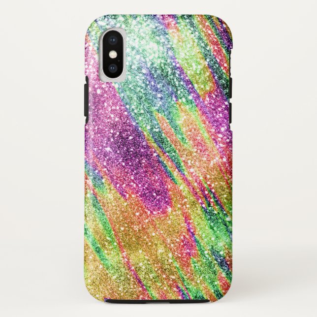 Abstract Neon Rainbow Sparkly Glitter Case-Mate iPhone Case (Back)