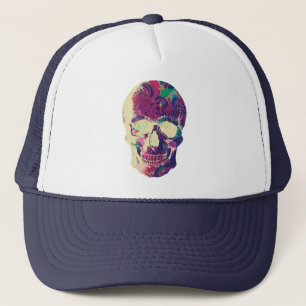 Abstract Neon Skull: Vibrant Chaos Trucker Hat