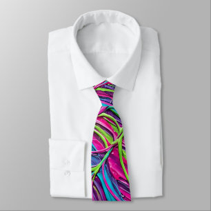 Abstract Neon Spider Web Lace Modern Neck Tie