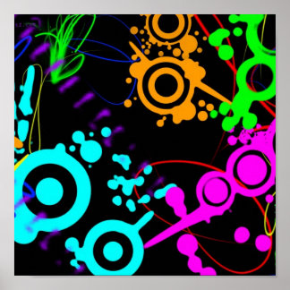 Abstract neon splatter modern poster