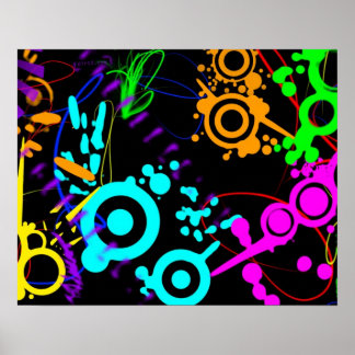 Abstract neon splatter modern poster