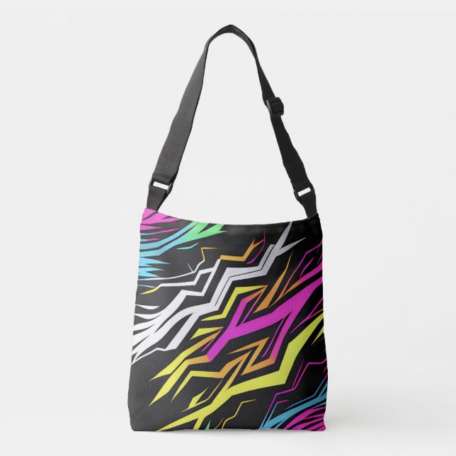 Abstract Neon Stripes Crossbody Bag (Front)