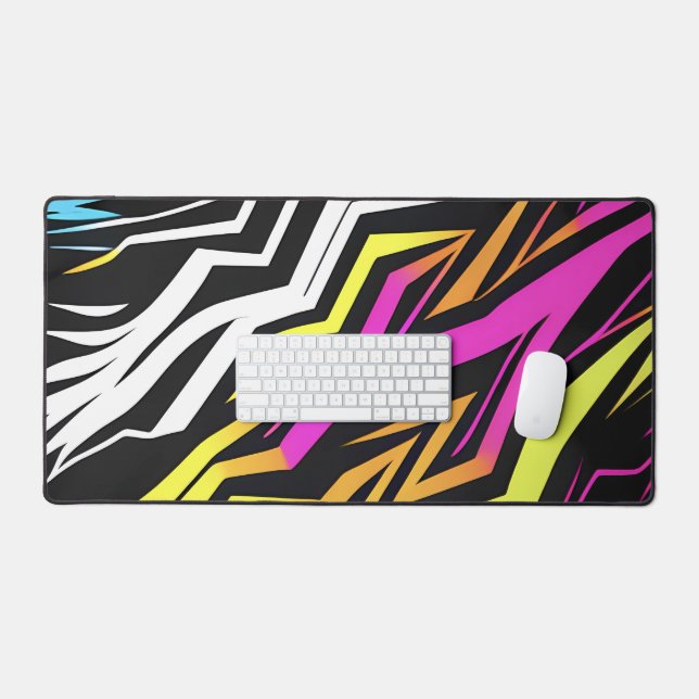 Abstract Neon Stripes Desk Mat (Keyboard & Mouse)