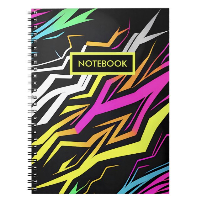 Abstract Neon Stripes  Notebook (Front)