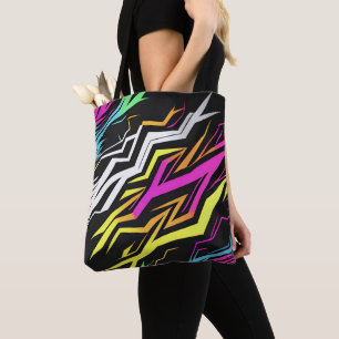 Abstract Neon Stripes Tote Bag