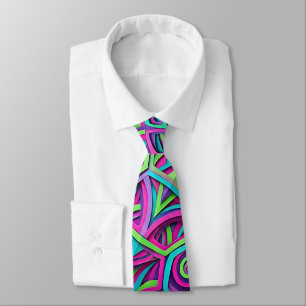 Abstract Neon Turtle Shell Neck Tie