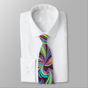 Abstract Neon Vibrant Floral Burst Neck Tie