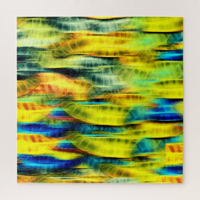 Abstract Neon Yellow Green Snake Pattern Jigsaw Puzzle (Vertical)