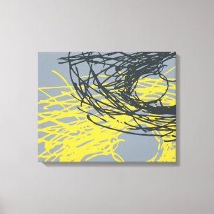 Abstract Nest in Grey and Yellow Canvas Print