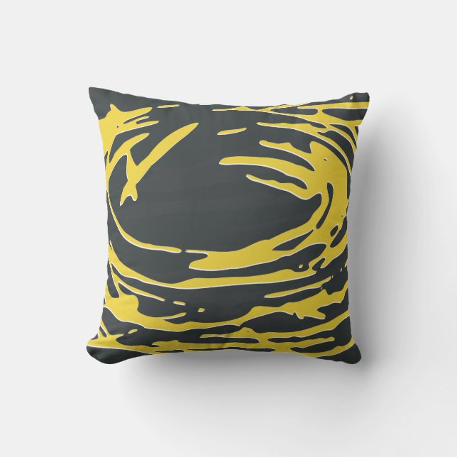 Abstract Nest in Grey and Yellow Cushion (Front)