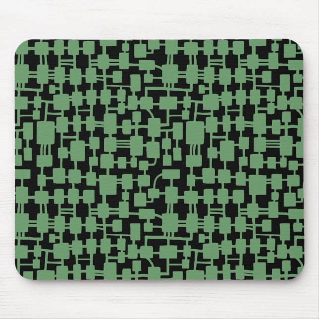 Abstract Network - Army Green on Black Mouse Mat (Front)