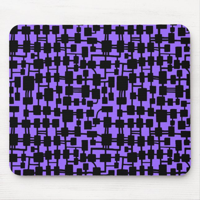 Abstract Network - Black on Purple 9966FF Mouse Mat (Front)
