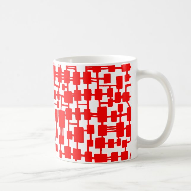 Abstract Network - Black on Red Coffee Mug (Right)