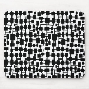 Abstract Network - Black on White Mouse Mat