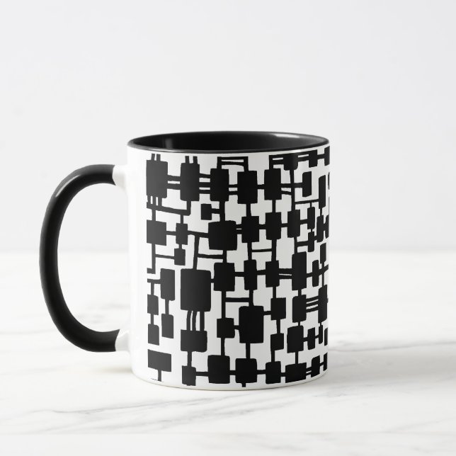 Abstract Network - Black on White Mug (Left)