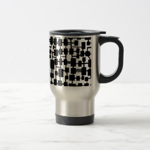 Abstract Network - Black on White Travel Mug