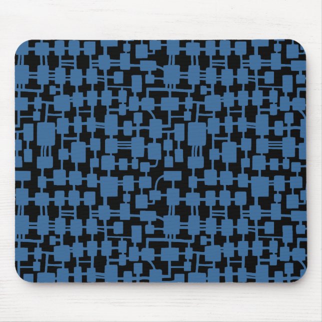 Abstract Network - Desert Blue on Black Mouse Mat (Front)