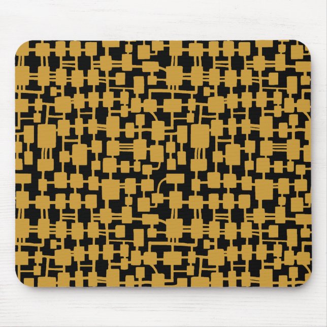 Abstract Network - Golden Brown on Black Mouse Mat (Front)