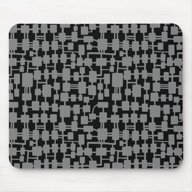 Abstract Network - Grey on Black Mouse Mat (Front)