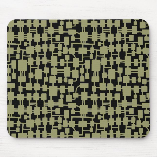 Abstract Network - Khaki on Black Mouse Mat (Front)