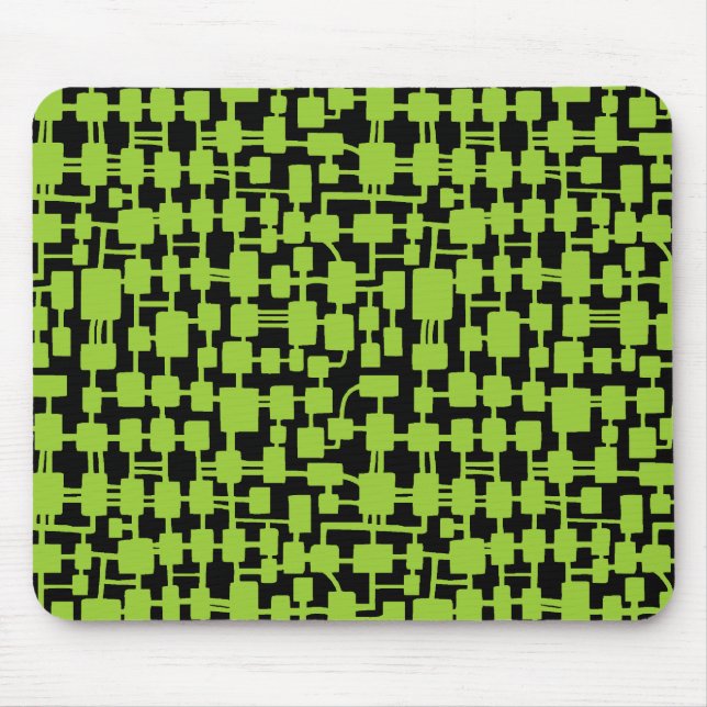 Abstract Network - Martian Green on Black Mouse Mat (Front)