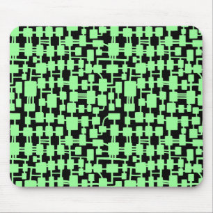 Abstract Network - Mint Green on Black Mouse Mat