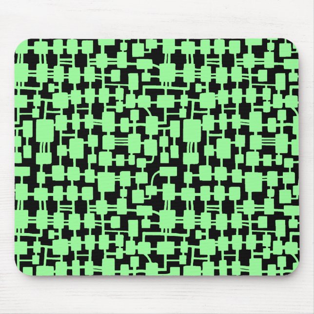 Abstract Network - Mint Green on Black Mouse Mat (Front)