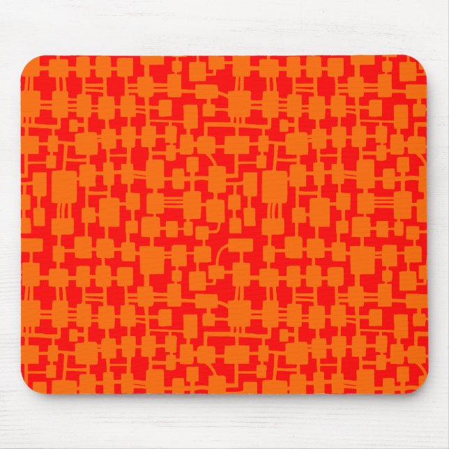 Abstract Network - Orange on Red FF0000 Mouse Mat (Front)