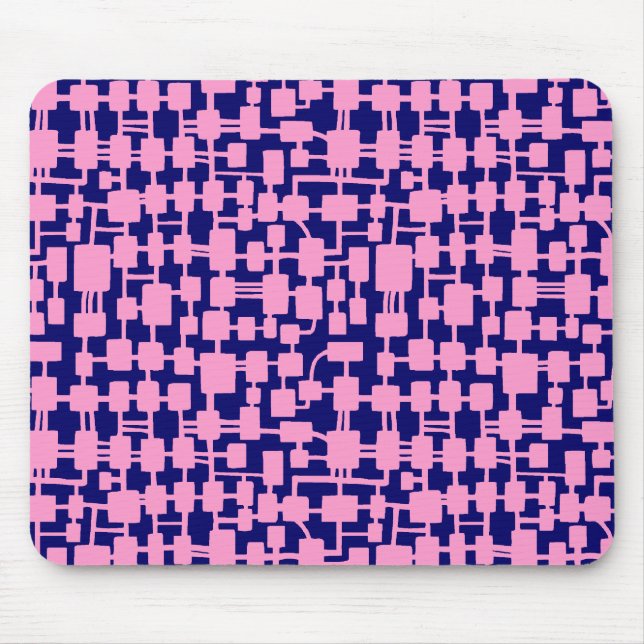 Abstract Network - Pink on Dark Blue 000066 Mouse Mat (Front)