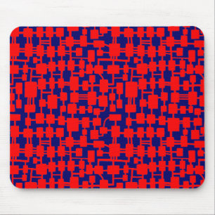 Abstract Network - Red on Dark Blue 000066 Mouse Mat