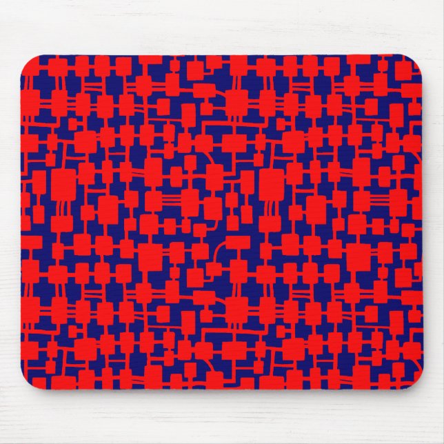 Abstract Network - Red on Dark Blue 000066 Mouse Mat (Front)