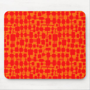 Abstract Network - Red on Orange FF6600 Mouse Mat