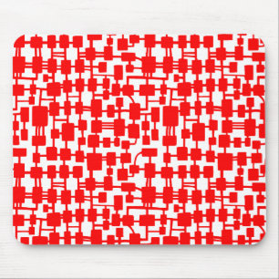 Abstract Network - Red on White Mouse Mat